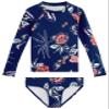 Kanu Surf Girls' Long Sleeve Rashguard UPF 50+ Two Piece Swim Set, Reese Navy, 6 view 1