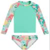 Kanu Surf Girls' Long Sleeve Rashguard UPF 50+ Two Piece Swim Set, Gianna Coral, 6 view 1