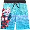 Marvel Boys Swim Trunks - Avengers Spiderman Captain America Spidey and Friends UPF 50+ Quick Dry Boys Swim Shorts (2T-12), Size 2T, Teal Blue Spidey view 1