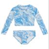 Kanu Surf Girls' Long Sleeve Rashguard UPF 50+ Two Piece Swim Set, Gigi Crop Blue, 2T view 1