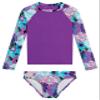 Kanu Surf Girls' Long Sleeve Rashguard UPF 50+ Two Piece Swim Set, Gianna Purple, 2T view 1
