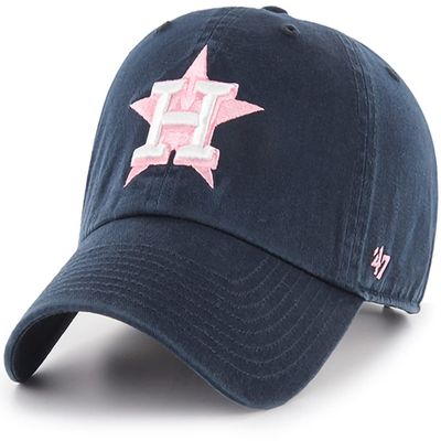 '47 MLB Navy Pink Clean Up Adjustable Hat Cap, Adult One Size (Houston Astros Navy Pink)