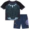 Marvel Boys Rash Guard Set - UPF 50 Avengers Short Sleeve Boys Swim Shirt and Swim Trunks (Sizes: 2T-12), Size 8, Navy Black Panther view 1