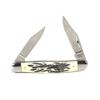 ARIAT Large Muskrat Folding Knife, Tan Wood Handle w/Shield - Two Blades view 3