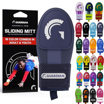 Guardian Baseball Sliding Mitt - Youth and Adult Sizes - Sliding Glove for Baseball - Elastic Compression Strap (Navy)
