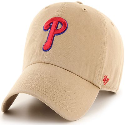 '47 MLB Khaki Clean Up Adjustable Baseball Dad Hat Cap, Adult One Size (Philadelphia Phillies)