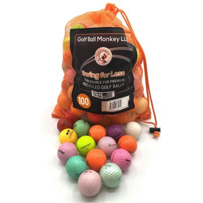 Golf Ball Monkey Cheap Colored Golfballs Recycled Mix of 100 Bright Golf Balls Colored from Popular Brands - 4A/Near Mint Used Golf Balls Assorted Hi Vis GolfBalls for Men & Women