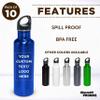 DISCOUNT PROMOS Custom Stainless Steel Water Bottles 26 oz. Set of 10, Personalized Bulk Pack - Reusable, Leak Proof, Perfect for Gym, Hiking, Camping, Outdoor Sports - Met Blue view 2