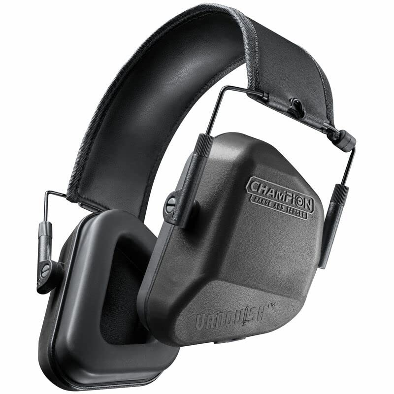 Champion Range and Target Vanquish Passive Ear Muffs, Collapsible and Compact Hearing Protection in Black