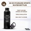 DISCOUNT PROMOS Custom Stainless Steel Water Bottles 26 oz. Set of 10, Personalized Bulk Pack - Reusable, Leak Proof, Perfect for Gym, Hiking, Camping, Outdoor Sports - Black view 3