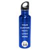 DISCOUNT PROMOS Custom Stainless Steel Water Bottles 26 oz. Set of 50, Personalized Bulk Pack - Reusable, Leak Proof, Perfect for Gym, Hiking, Camping, Outdoor Sports - Met Blue view 1