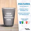 Custom Frosted Plastic Stadium Cups, 10/50/100 pack, Promotional Text, Logo, 16 oz. Shatterproof Flexible Reusable Party Cups - Smoke view 2