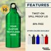 DISCOUNT PROMOS Custom Aluminum Water Bottles 20 oz. Set of 10, Personalized Bulk Pack - Perfect for Gym, Hiking, Any Indoor/Outdoor Activities - Green view 2