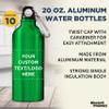 DISCOUNT PROMOS Custom Aluminum Water Bottles 20 oz. Set of 10, Personalized Bulk Pack - Perfect for Gym, Hiking, Any Indoor/Outdoor Activities - Green view 3