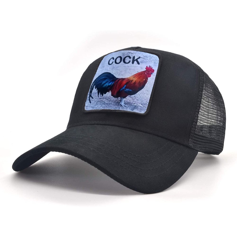 Animal Baseball Cap Patch Embroidered Unisex Women Low Profile Trucker Hat Men Plain Mesh Adjustable Outdoor Sport Hunt Ball Caps (Cock)