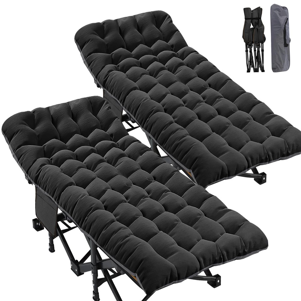 ABORON 2PK XXL Camping Cot for Adults 900LBS - 78"32" Oversized Folding Bed with Mattress Pad, Heavy Duty 1200D Oxford Outdoor Cot with Carry Bag