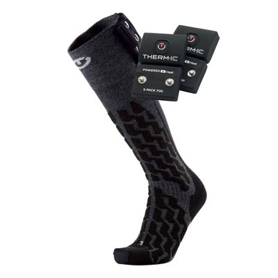 Therm-ic Unisex Sock Set Fusion Uni - Ultra Warm Durable Moisture-Wicking Winter Sports Skiing Power Heated Socks, S-700, 45-47