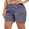 BASUDAM Women's Athletic Shorts Quick Dry Cargo Lightweight Zipper Pockets Summer Outdoor Hiking Running Grayish Purple S view 1