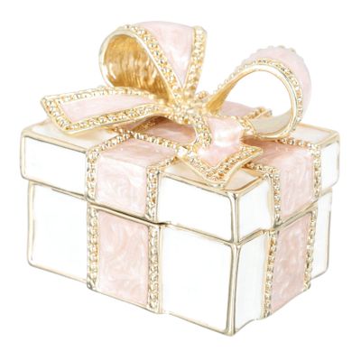 1pc box Vintage Bedroom Exquisite Bow Display Earrings for Decorative Home Pink Favor Bowknot Rings Enameled Adornment Women Jewelry Hinged Metal Lid Bracelets Trinket
