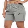 BASUDAM Women's Athletic Shorts Quick Dry Cargo Lightweight Zipper Pockets Summer Outdoor Hiking Running Light Grey M view 1
