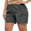 BASUDAM Women's Athletic Shorts Quick Dry Cargo Lightweight Zipper Pockets Summer Outdoor Hiking Running Dark Grey S view 1