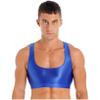 Hularka Men's Shiny Oily Muscle Half Tank Tops Bra Crop Tops Solid Color Undershirt Vest Tops Blue X-Large view 1
