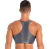 easyforever Men's Shiny Oily Muscle Half Cropped Tank Top Sleeveless Vest Top Gym Workout Tops Grey X-Large view 4