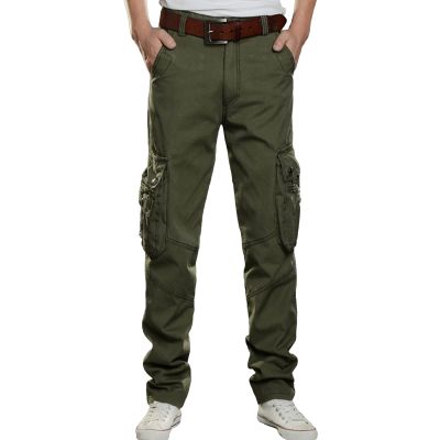 Men's Multi-Pocket Military Pants Athletic Outdoor Cargo Jogger Pants Casual Combat Army Straight Leg Cargo Pants (ArmyGreen,28)