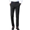 Maiyifu-GJ Men's Slim Striped Casual Tapered Pant Pinstripe Wrinkle Resistant Suit Pant Lightweight Business Dress Trousers (Black,30) view 1