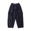 Mens Casual Wide Leg Bloomers Elastic Waist Multi-Pocket Washed Denim Pants Loose Hip Hop Streetwear Lounge Jeans (Blue,Large) view 1
