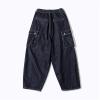 Mens Casual Wide Leg Bloomers Elastic Waist Multi-Pocket Washed Denim Pants Loose Hip Hop Streetwear Lounge Jeans (Blue,Large) view 2