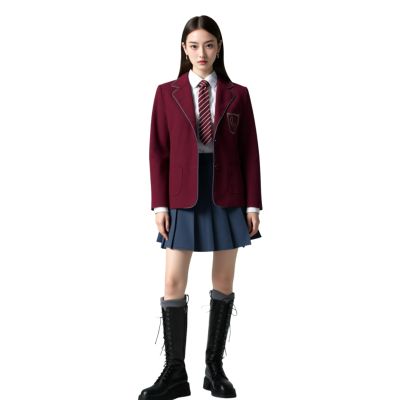 AwwwCos The Musical Cosplay Red Costume School Lolita Dress Uniform Suit Skirt Tie Halloween Party Outfit L