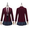 AwwwCos The Musical Cosplay Red Costume School Lolita Dress Uniform Suit Skirt Tie Halloween Party Outfit L view 3