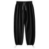 JEsilunmaMY Men's Casual Cotton Sweatpants Drawstring Elastic Waist Loose Jogger Slacks Athletic Outdoor Track Lounge Pants (Black2,3X-Large) view 1