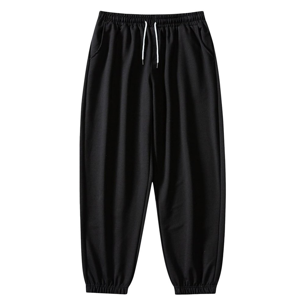 JEsilunmaMY Men's Casual Cotton Sweatpants Drawstring Elastic Waist Loose Jogger Slacks Athletic Outdoor Track Lounge Pants (Black1,XX-Large)