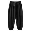 JEsilunmaMY Men's Casual Cotton Sweatpants Drawstring Elastic Waist Loose Jogger Slacks Athletic Outdoor Track Lounge Pants (Black1,XX-Large) view 1