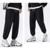 JEsilunmaMY Men's Casual Cotton Sweatpants Drawstring Elastic Waist Loose Jogger Slacks Athletic Outdoor Track Lounge Pants (Black1,XX-Large) view 2