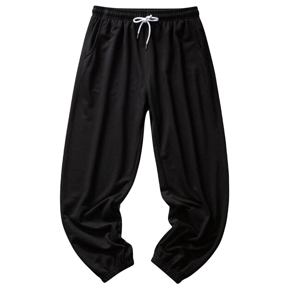 JEsilunmaMY Casual Sweatpants for Men Elastic Waist Loose Cotton Jogger Slacks Plus Size Athletic Outdoor Track Lounge Pants (Black,XX-Large)