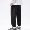 JEsilunmaMY Casual Sweatpants for Men Elastic Waist Loose Cotton Jogger Slacks Plus Size Athletic Outdoor Track Lounge Pants (Black,XX-Large) view 3