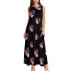 Serbian Heart Flag Women's Maxi Ankle Dress Long Sleeveless Gown with Pockets view 2