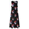 Serbian Heart Flag Women's Maxi Ankle Dress Long Sleeveless Gown with Pockets view 3