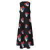 Serbian Heart Flag Women's Maxi Ankle Dress Long Sleeveless Gown with Pockets view 4