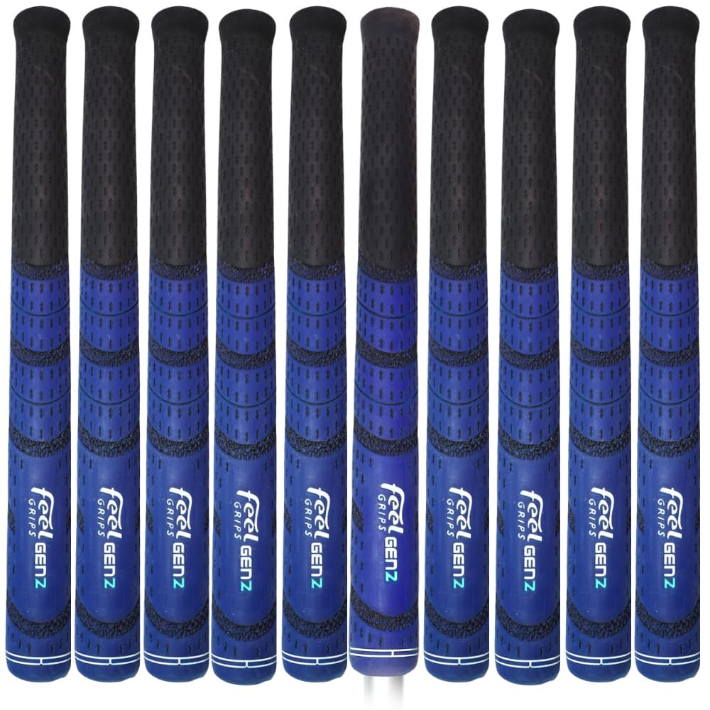 FEEL GRIPS SET OF 13 GEN2 DESIGNER SERIES BLUE REVERSE TAPER GOLF GRIPS - HIT LONGER AND STRAIGHTER