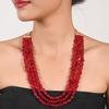 Ratnavali Jewels Quartz Multi Layer Strand Mala Beads Party Wear Necklace Jewelry Women RV3415 (Red) view 2