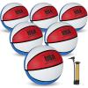 Junkin 6 Pcs Rubber Basketballs Bulk with Pump Official Indoor Outdoor Basketball Balls Weighted Training Basketball for Game Practice Kids Youth Teens Adults Women Men Sport Gifts(Size 7) view 1
