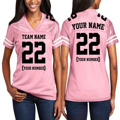 Custom Replica Football Jerseys for Women Front Back Shoulder Add Your Team Name Number Jersey Light Pink