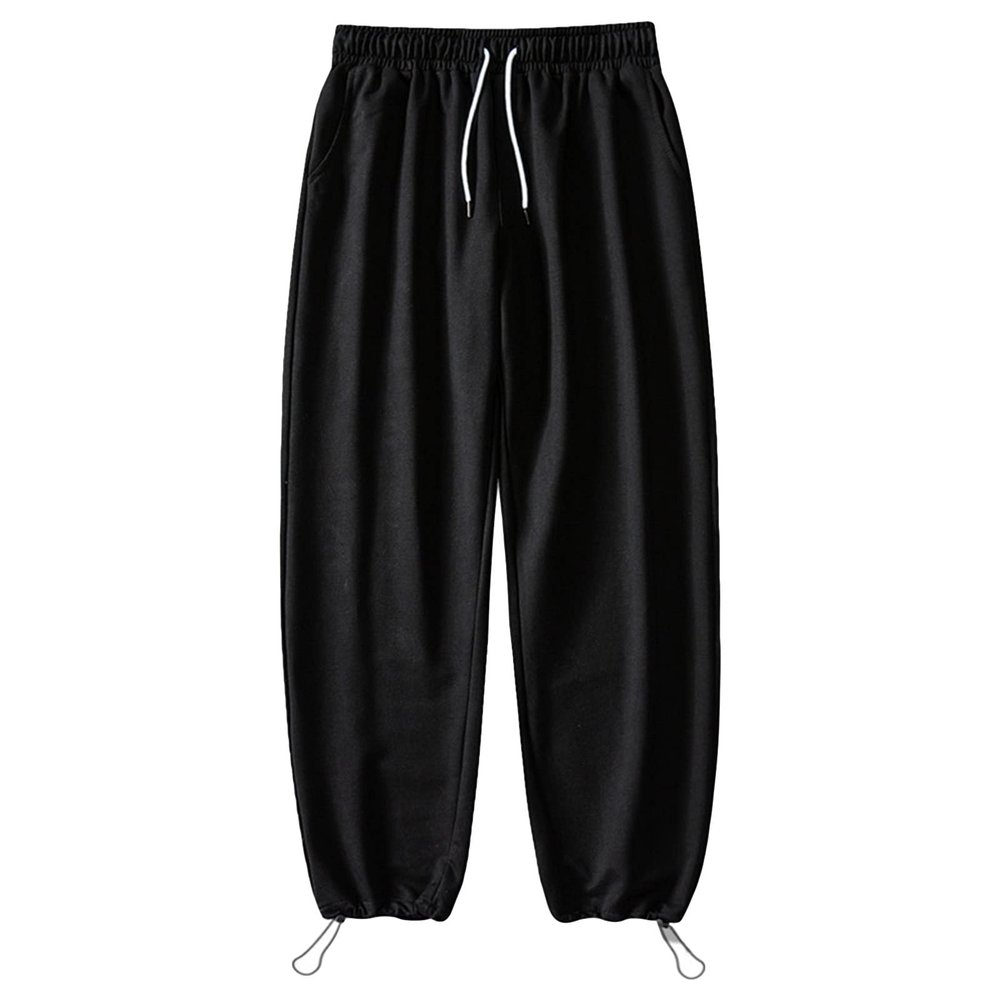 JEsilunmaMY Men's Casual Cotton Sweatpants Drawstring Elastic Waist Loose Jogger Slacks Athletic Outdoor Track Lounge Pants (Black2,Small)