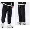 JEsilunmaMY Men's Casual Cotton Sweatpants Drawstring Elastic Waist Loose Jogger Slacks Athletic Outdoor Track Lounge Pants (Black2,Small) view 2