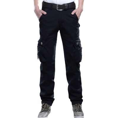 JEsilunmaMY Men's Multi-Pocket Military Pants Athletic Outdoor Cargo Jogger Pants Casual Combat Army Straight Leg Cargo Pants (Black,38)