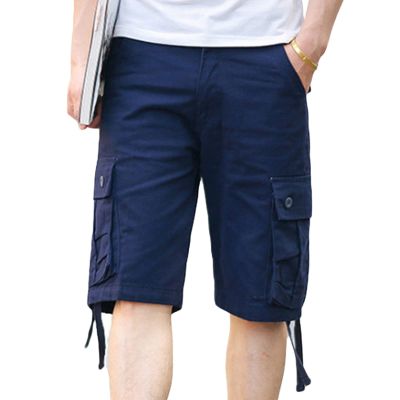 JEsilunmaMY Men's Casual Cargo Shorts Multi-Pocket Outdoor Cotton Jogger Short Pants Workout Running Summer Beach Shorts (Dark Blue,36)